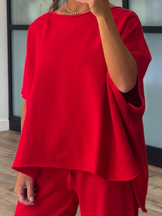 Worn Well Oversized Top | Cherry | RESTOCK