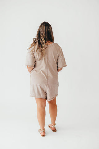 Mineral Wash Casual Romper | Taupe