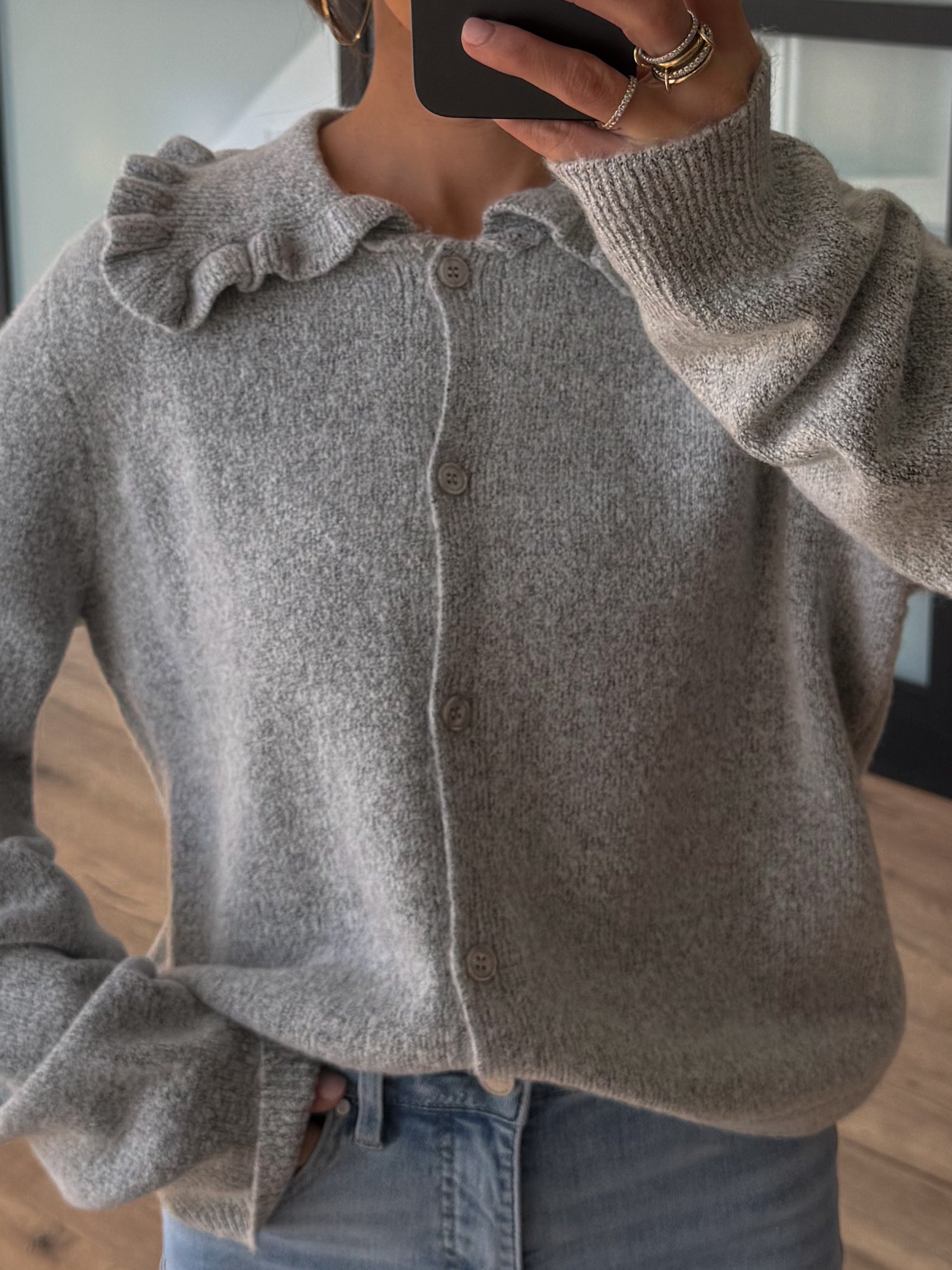 Molly Ruffle Collar Cardigan | Grey – Shop Talulah