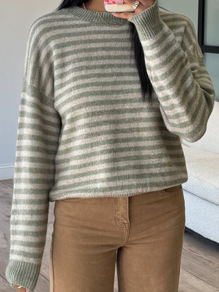 Upstate Stripe Sweater | Sage | +Plus Available