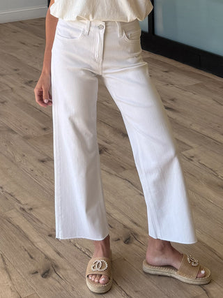 Billie Crop Wide-Leg Jeans | White