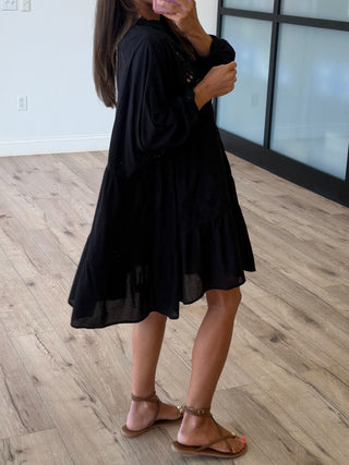 Saltwater Eyelet Cover-Up Dress | Black