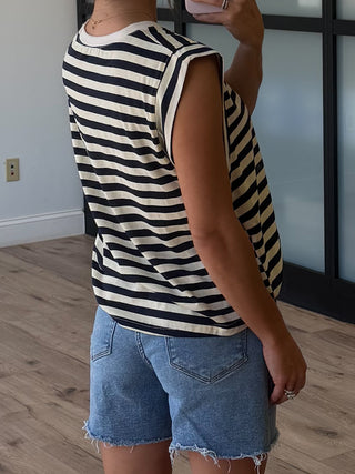 Solstice Muscle Tee | Cream/Black | +Plus Available