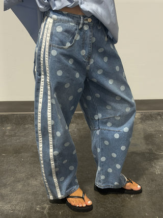 Varsity Dot Barrel Jeans