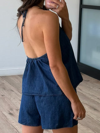 Avielle Denim Halter Top