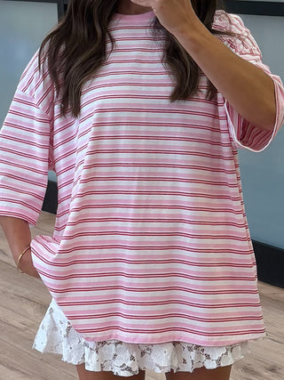 Santos Stripe Boyfriend Tee | Rose Kiss