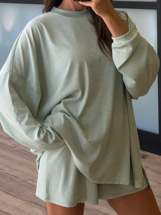 Easy Going Ribbed Stripe Pullover | Mint