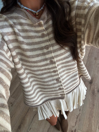 Rielle Stripe Cardigan | Natural