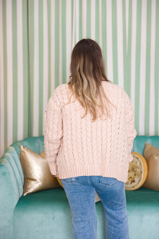 Bejeweled Cable Knit Cardigan | +Plus Available