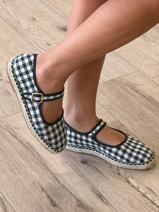 Gingham Mary Jane Espadrilles | Black