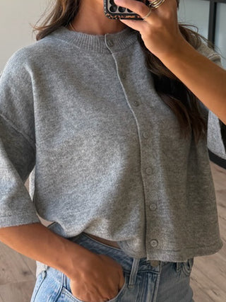 Lennox Short Sleeve Knit Cardigan | Grey
