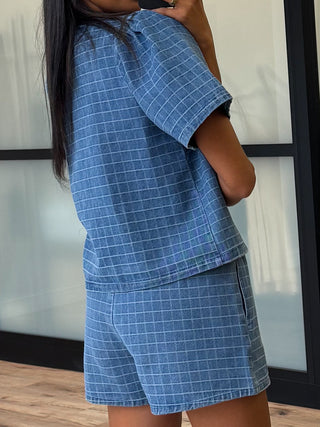 Gridlocked Tie-Front Top