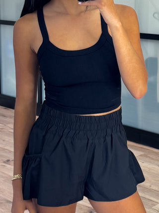 Vital Ribbed Crop Cami | Black