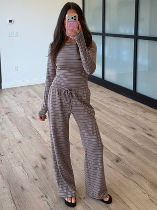 Slow Days Stripe Long Sleeve Top | Dusty Mauve