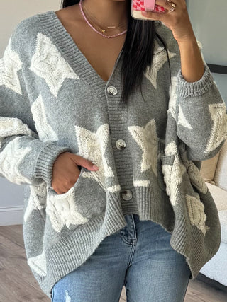 Stormi Star Oversized Cardigan | Grey