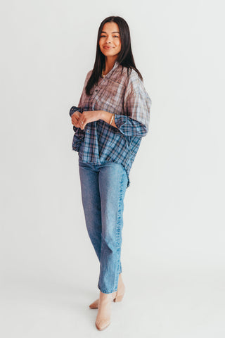 Blue Mountain Ombre Plaid Top