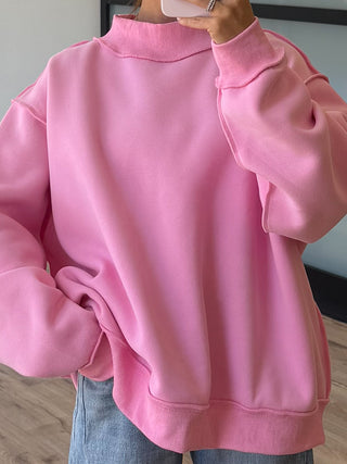 Inside-Out Mock Neck Sweatshirt | Bubblegum