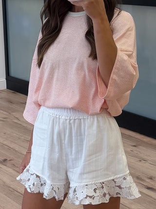 Solene Lace Hem Shorts