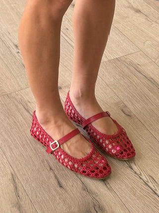 Montez Woven Mary Jane Flats | Red