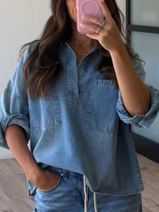 Preston Denim Popover Top
