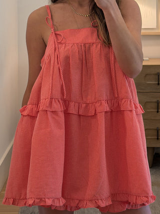 Yara Gingham Tunic Top | Peach