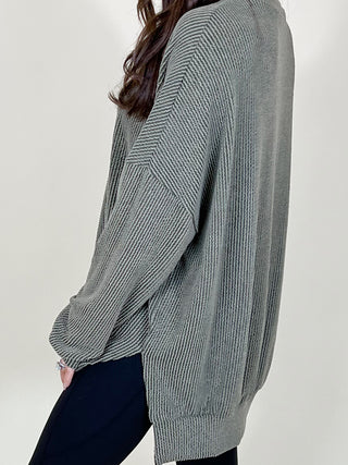 Comfy Ribbed Pullover | Olive | +Plus Available | BLACK TUESDAY DOORBUSTER