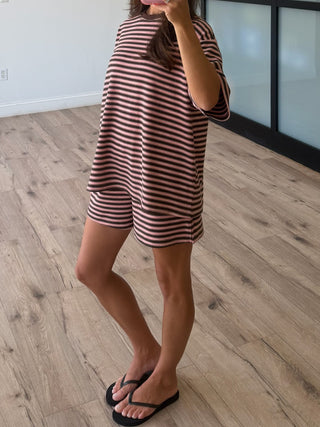 Cozy Era Oversized Knit Tee | Chocolate Blush