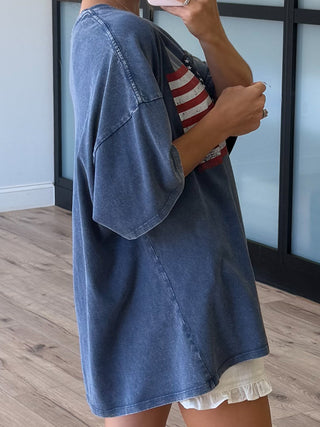 Freedom Flag Oversized Tee | Navy