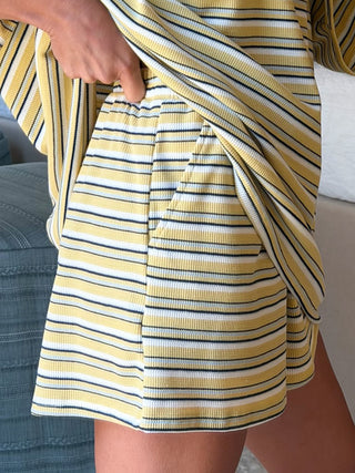 Jovi Waffle Knit Tee + Shorts Set | Canary Mist | +Plus Available