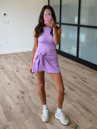 Gingham Active Wrap Romper | Orchid