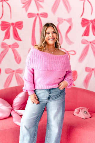 Camille Off-The-Shoulder Sweater | Pink