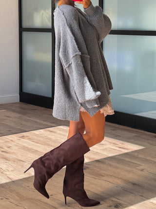 Lev Textured Sweater | Charcoal | +Plus Available