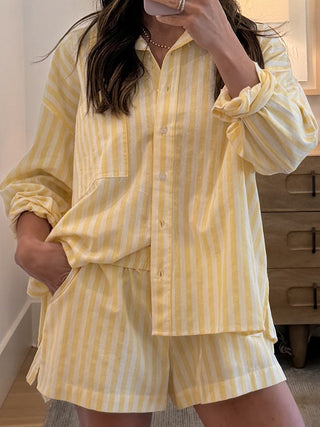 Rian Stripe Button-Down | Lemon | RESTOCK