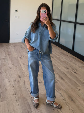 Preston Denim Popover Top