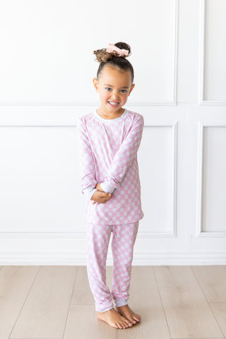 Kids Checkered Pajama Set | Pale Pink | Tiny Talulah