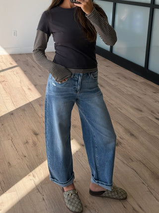 Two Cool Double Layered Top | Charcoal Glow