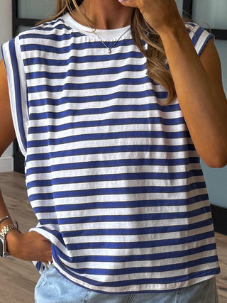 Solstice Muscle Tee | White/Blue | +Plus Available