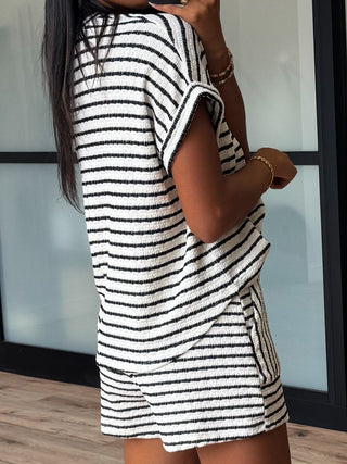Lettie Dolman Tee | Black Stripe