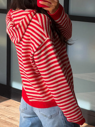 Aylia Zip-Up Hoodie | Cherry Stripe