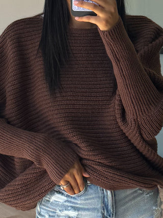 Harmony Ribbed Knit Sweater | Chocolate