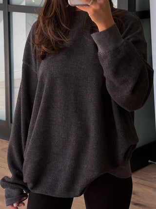 Brush It Off Oversized Pullover | Charcoal