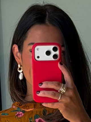 Metal Link Pearl Drop Earrings