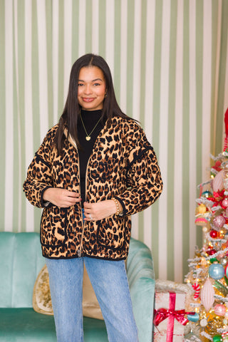 All Out Leopard Quilted Jacket | +Plus Available