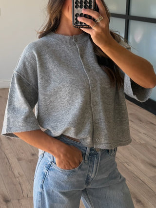 Lennox Short Sleeve Knit Cardigan | Grey