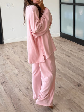 Just Chillin' Contrast Knit Pullover | Blush Roast