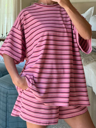 Jovi Waffle Knit Tee + Shorts Set | Rose Berry | +Plus Available
