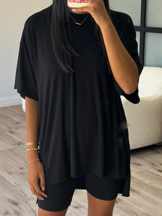 Novi Ribbed Tee + Shorts Set | Black | +Plus Available | RESTOCK