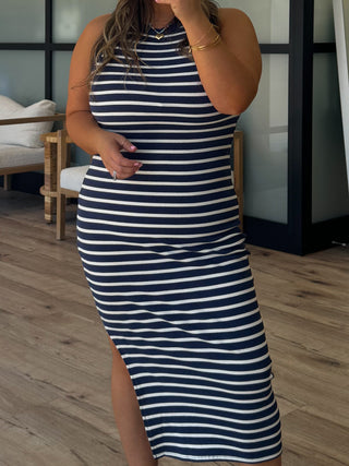 Newport Stripe Midi Dress | Navy