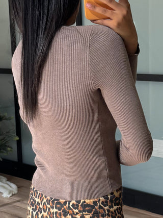 Kym Ribbed Long Sleeve | Mocha