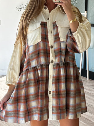 Asheville Plaid Tiered Tunic | Rust